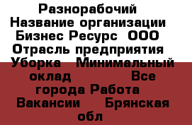 Разнорабочий › Название организации ­ Бизнес Ресурс, ООО › Отрасль предприятия ­ Уборка › Минимальный оклад ­ 22 000 - Все города Работа » Вакансии   . Брянская обл.